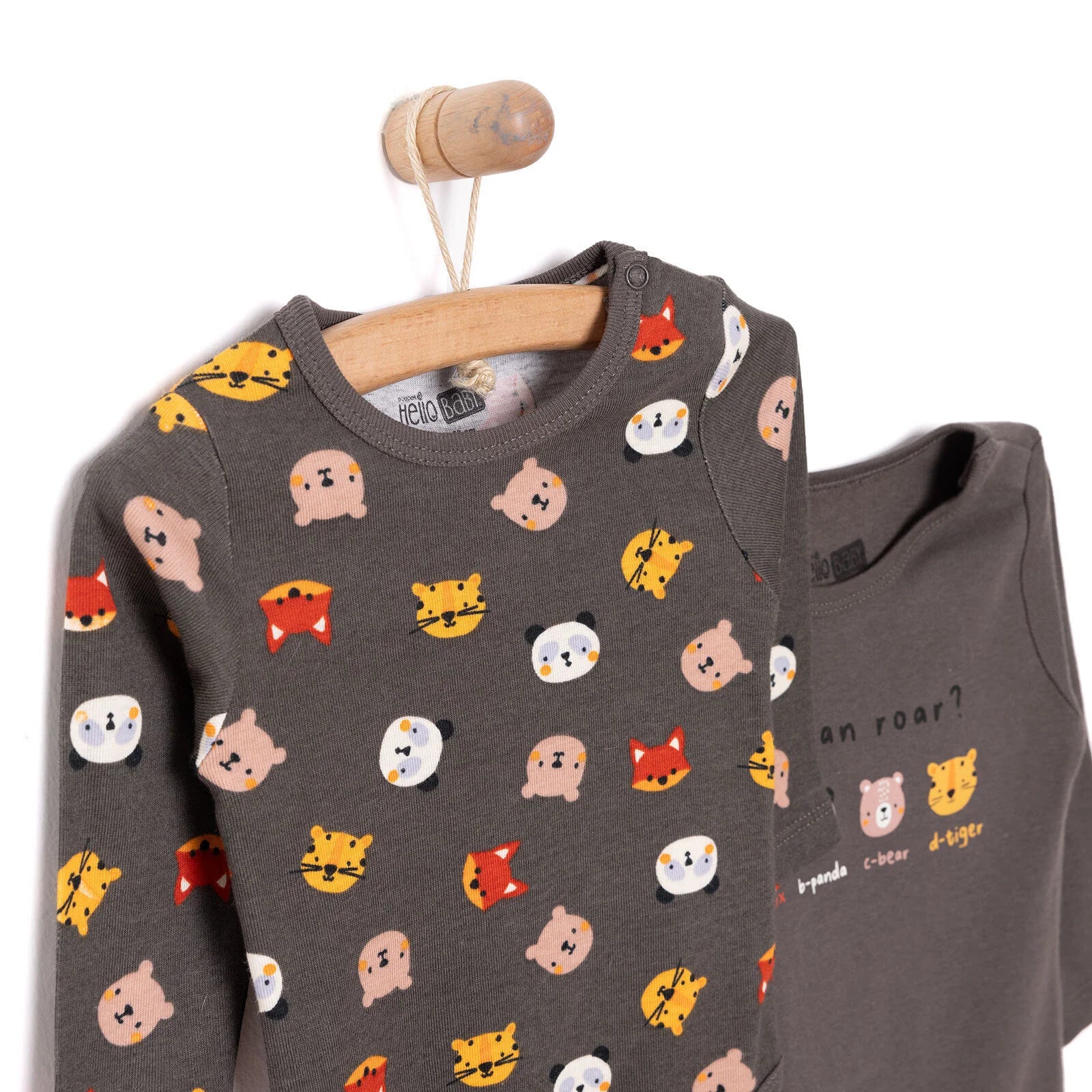 HelloBaby Boy 2-Pack Long Sleeve Bodysuit - Dark Grey - Image 4