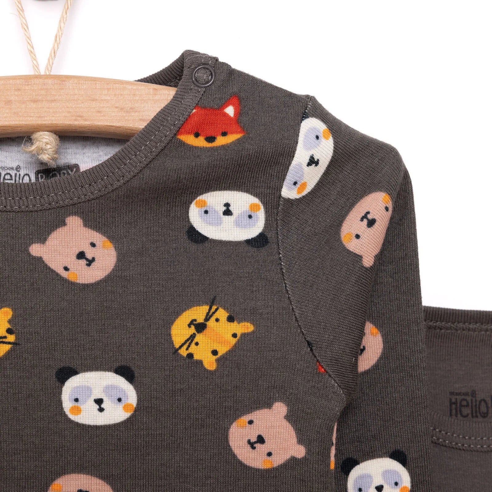 HelloBaby Boy 2-Pack Long Sleeve Bodysuit - Dark Grey - Image 7