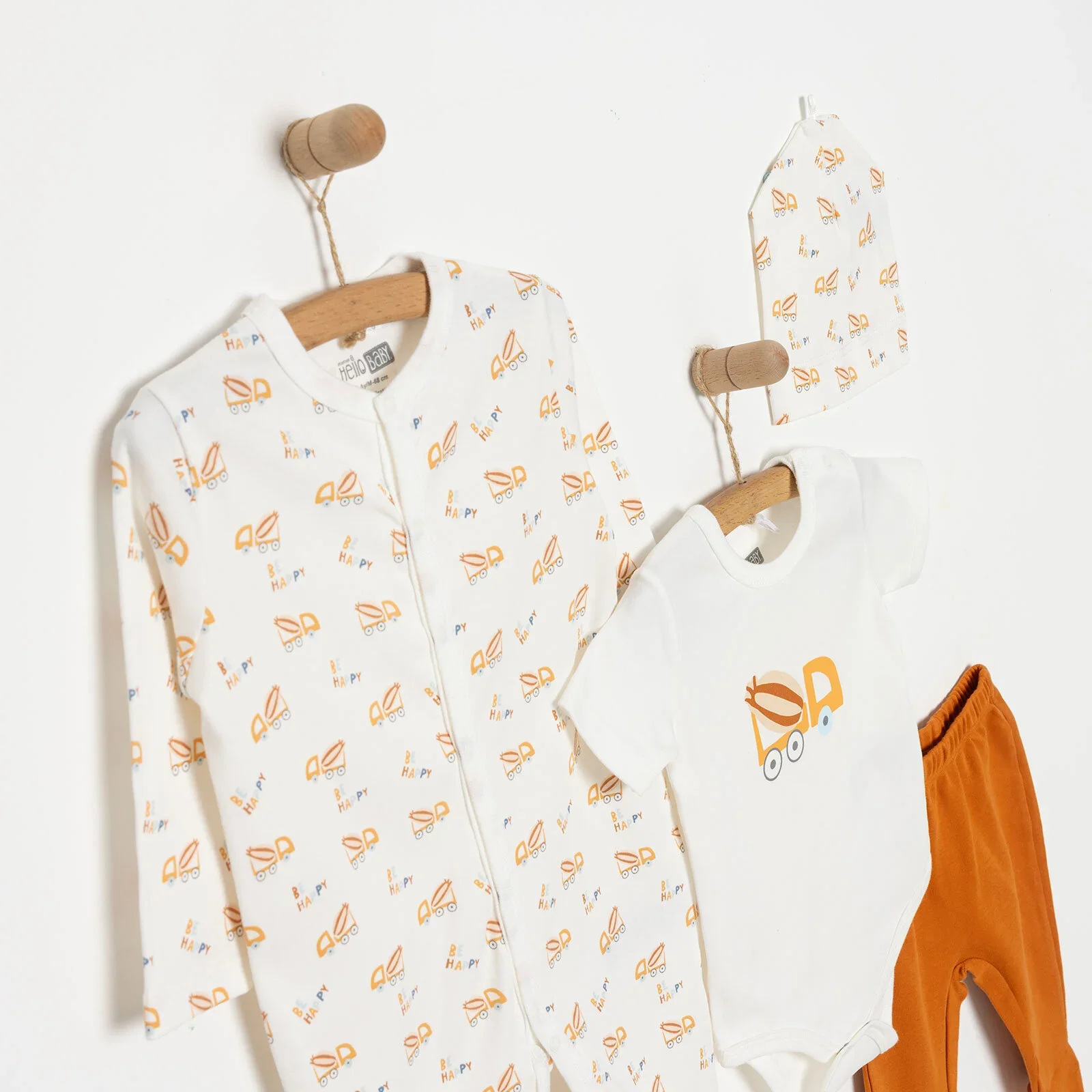 HelloBaby Boy Newborn Set 4 pcs - Dark Orange - Image 3