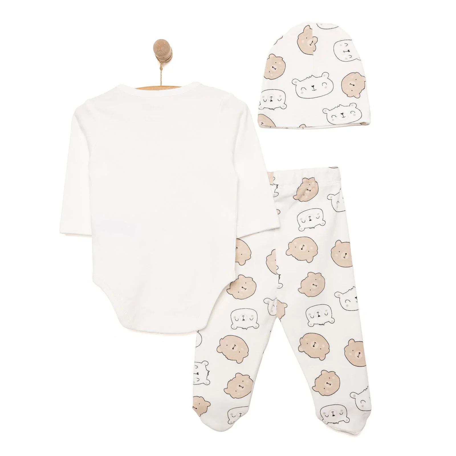 HelloBaby Boy Body-Footed Bottom-Hat - Ecru - Image 2