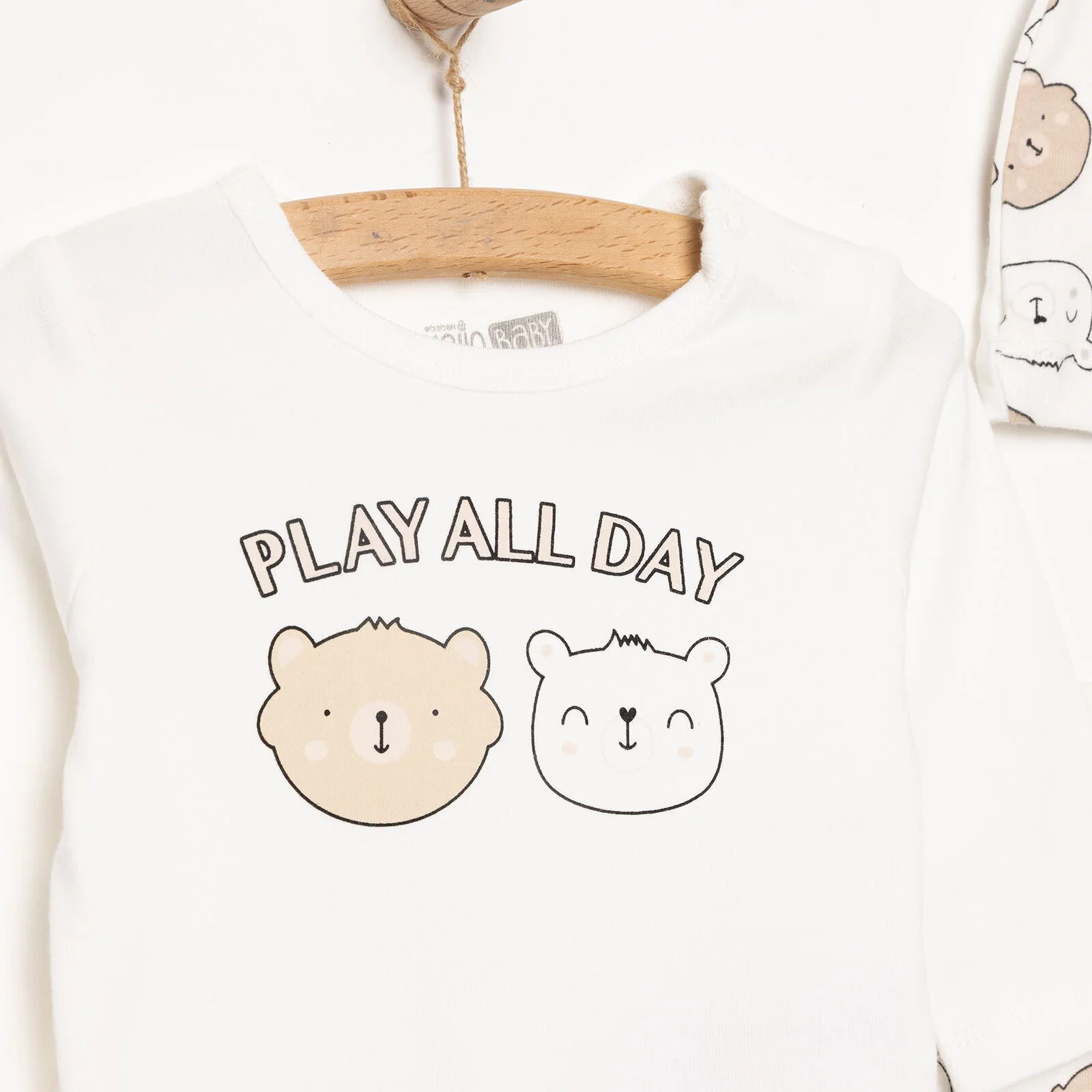 HelloBaby Boy Body-Footed Bottom-Hat - Ecru - Image 3