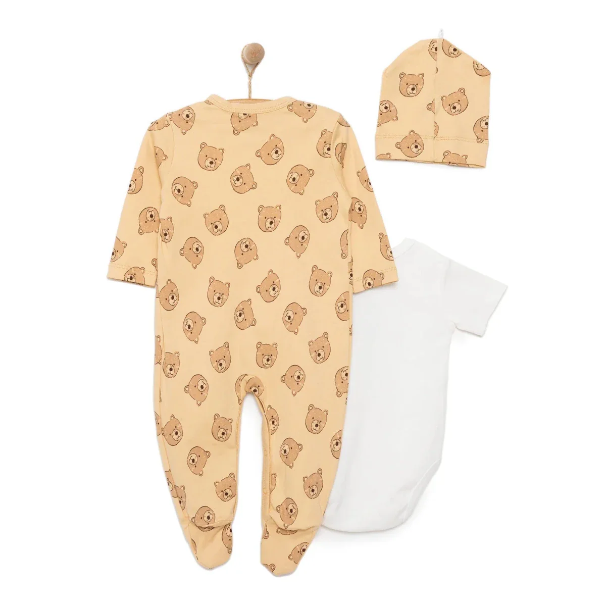 HelloBaby Boy Jumpsuit-Body-Hat - Beige - Image 2
