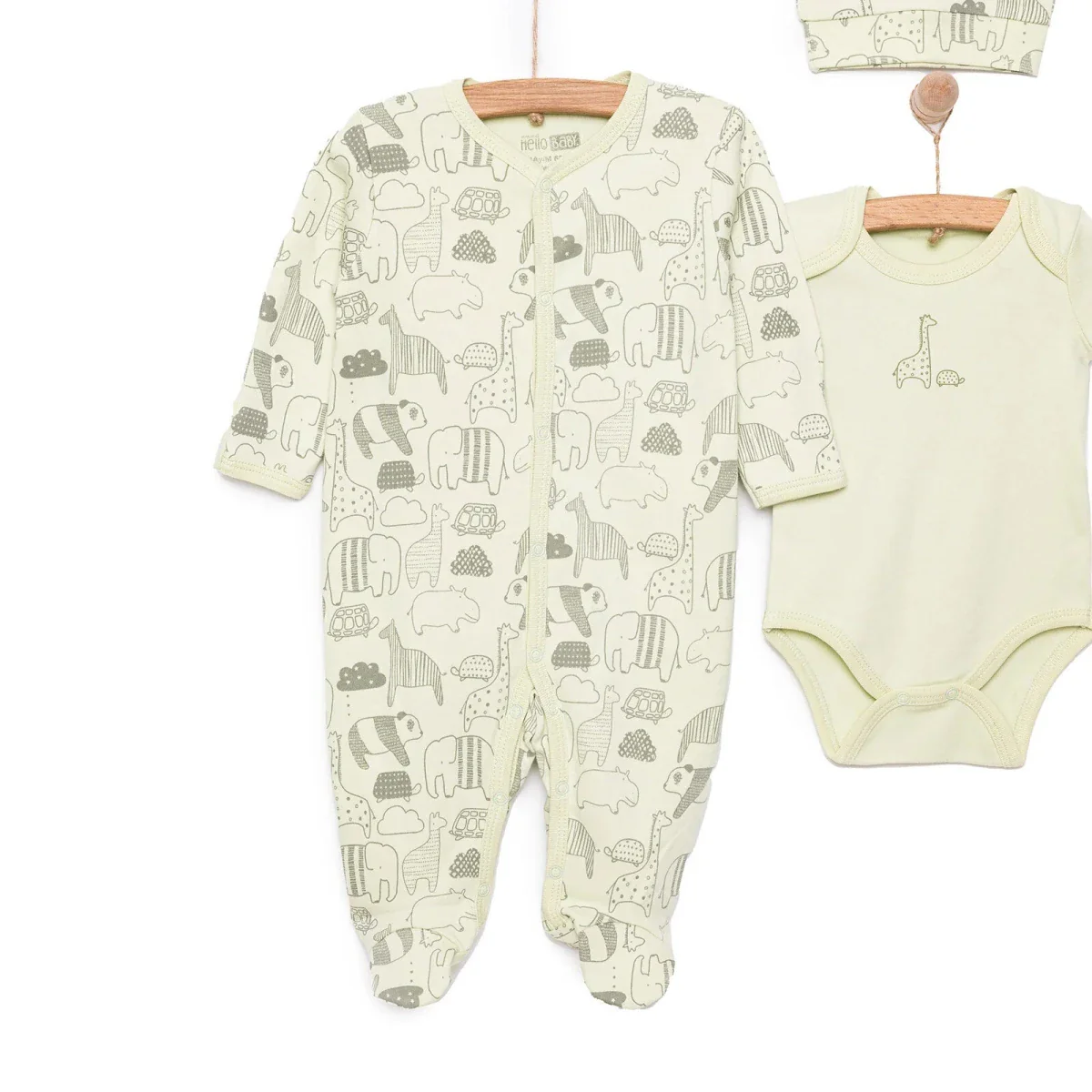 HelloBaby Boy Jumpsuit-Body-Hat - Green - Image 3