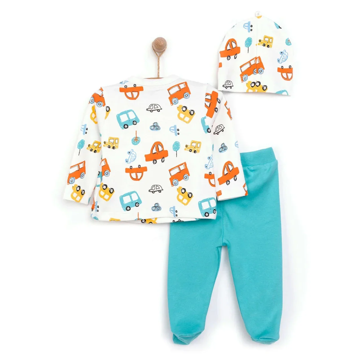 HelloBaby Boy Wrapover Top-Hat-Footed Bottom - Ecru - Image 2