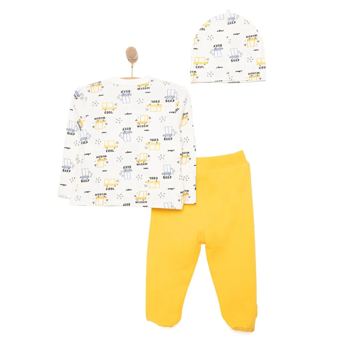 HelloBaby Boy Wrapover Top-Hat-Footed Bottom - Ecru - Image 2