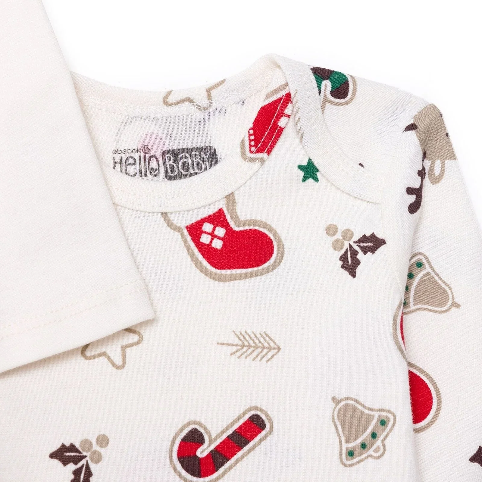 HelloBaby Boys 2-Pack Long Sleeve Bodysuits Christmas Envelope Neck Long Sleeve - Ecru - Image 6