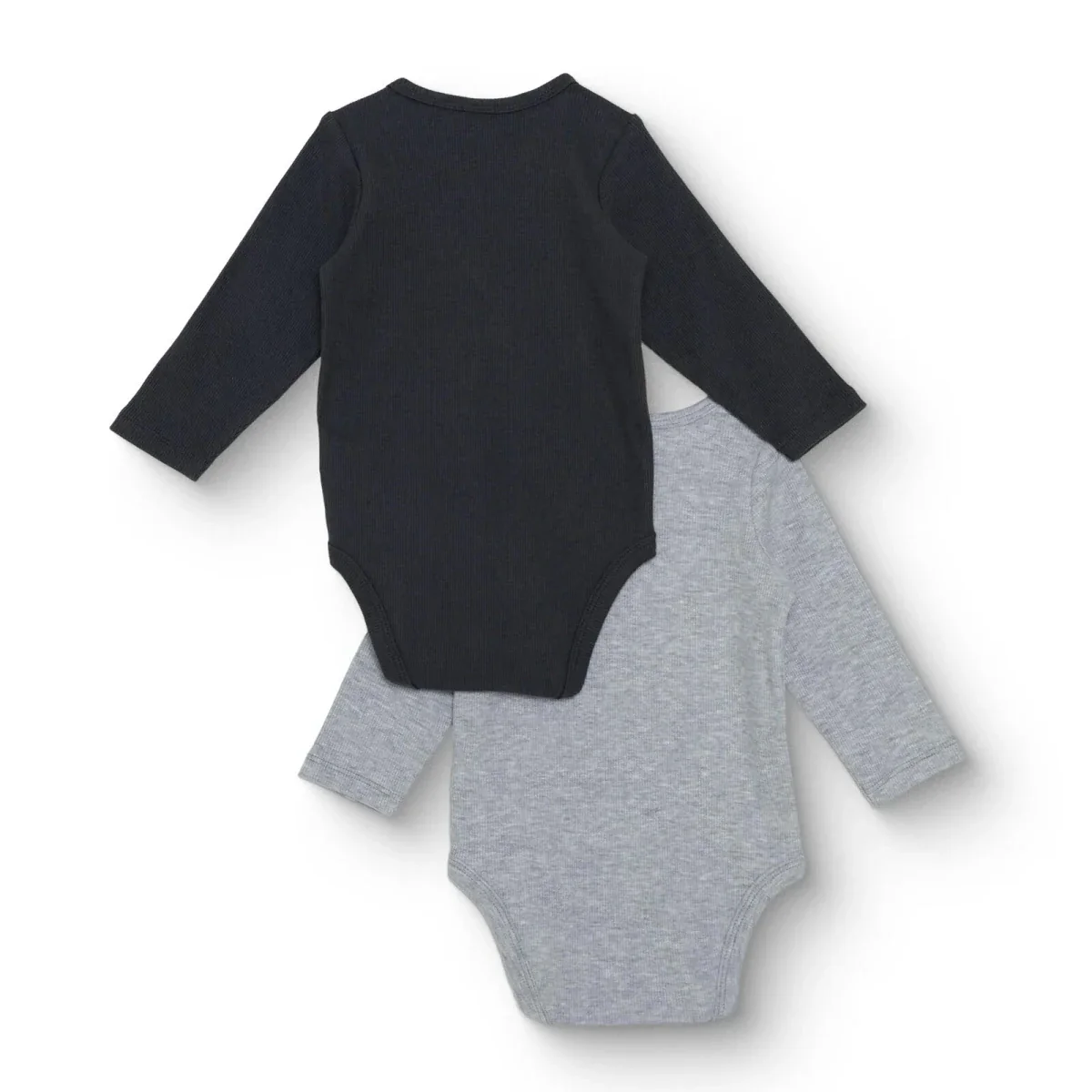 HelloBaby Boys 2-Pack Long Sleeve Bodysuits with Poppers Popper Neck Long Sleeve - Grey Melange - Image 2