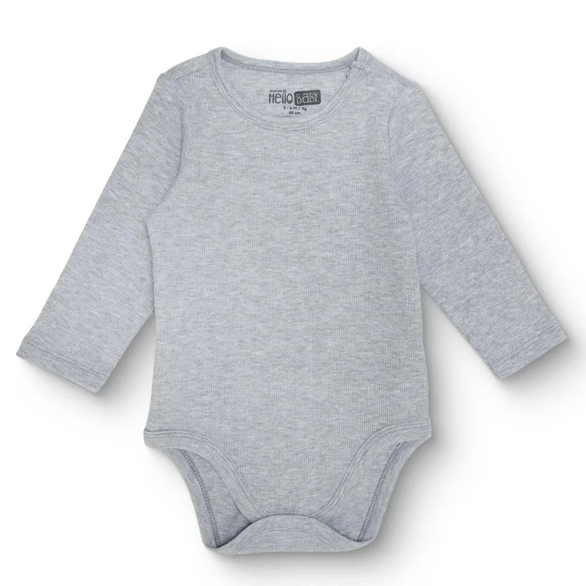 HelloBaby Boys 2-Pack Long Sleeve Bodysuits with Poppers Popper Neck Long Sleeve - Grey Melange - Image 4