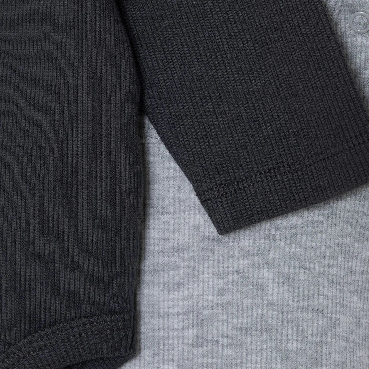 HelloBaby Boys 2-Pack Long Sleeve Bodysuits with Poppers Popper Neck Long Sleeve - Grey Melange - Image 7