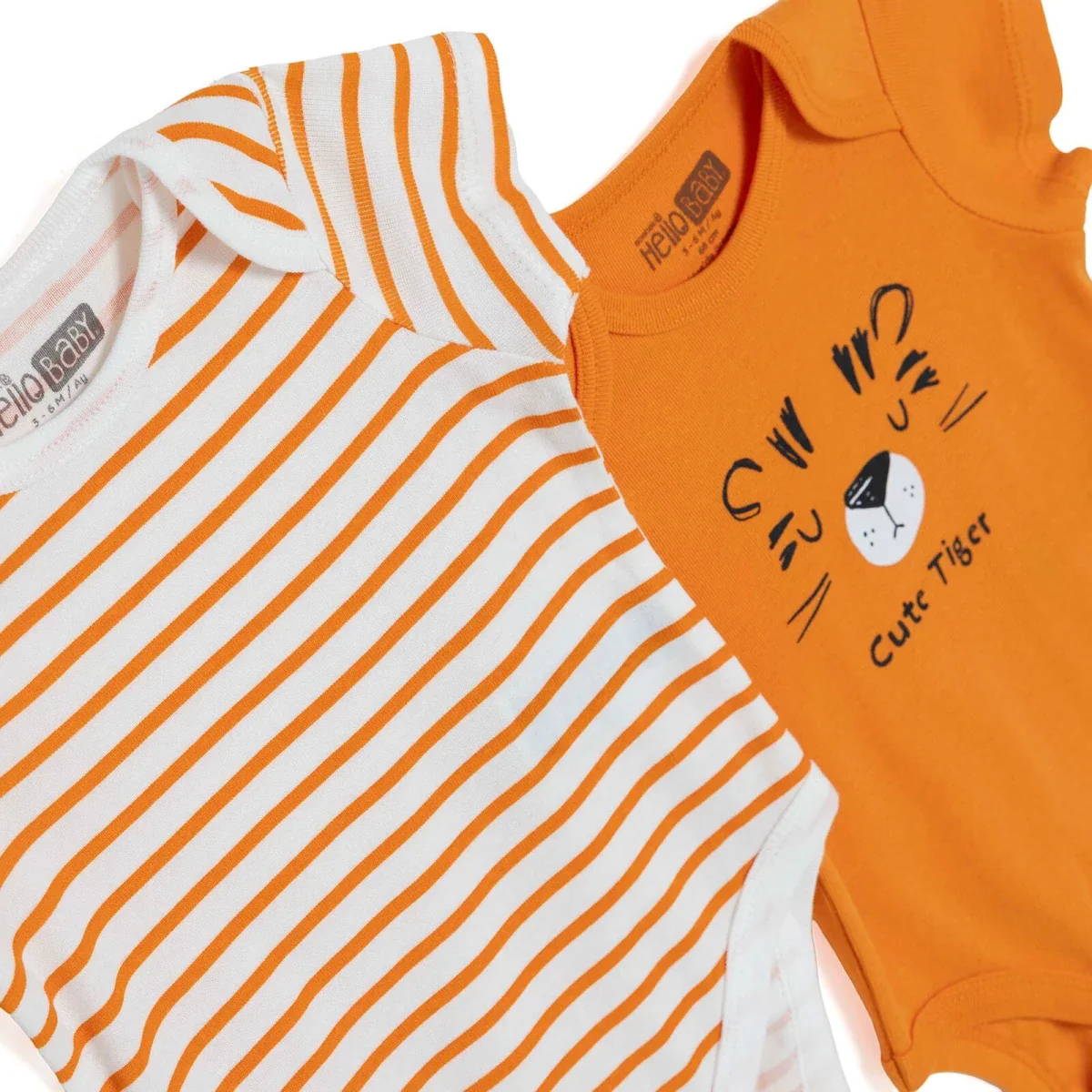 HelloBaby Boys Pack of 2 Bodysuits Animal Short Sleeve - Orange - Image 3