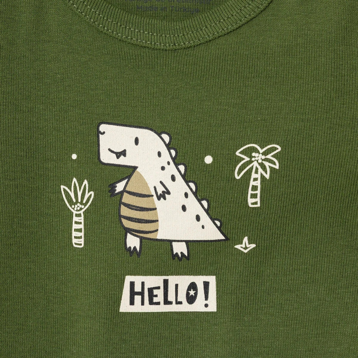 HelloBaby Boys 2-Pack Short-Sleeve Bodysuits Dinosaur Print Snap Fastening Popper Neck Short Sleeve - Khaki - Image 6