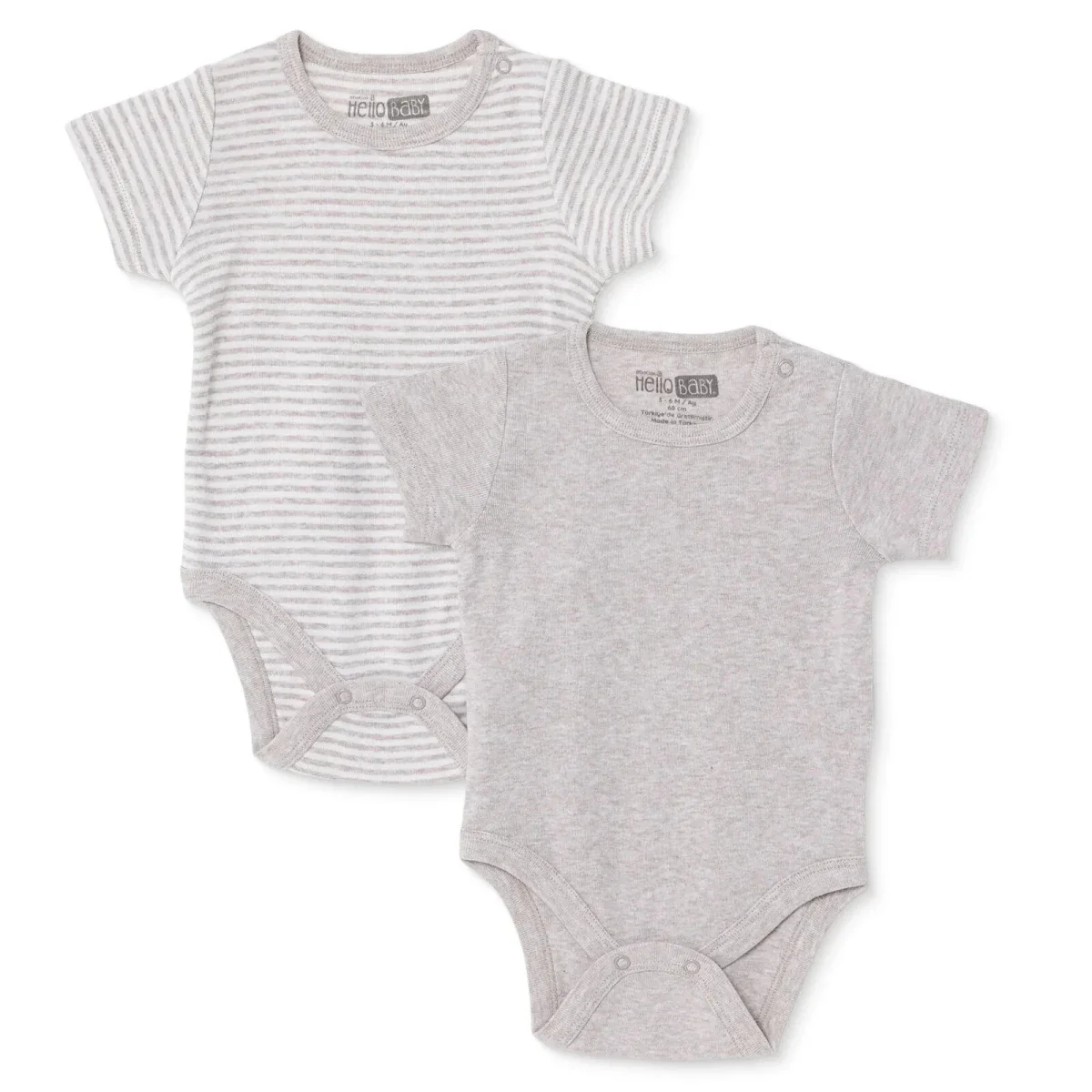 HelloBaby Boys 2-Pack Short-Sleeve Bodysuits Snap Fastening Popper Neck Short Sleeve - Light Brown