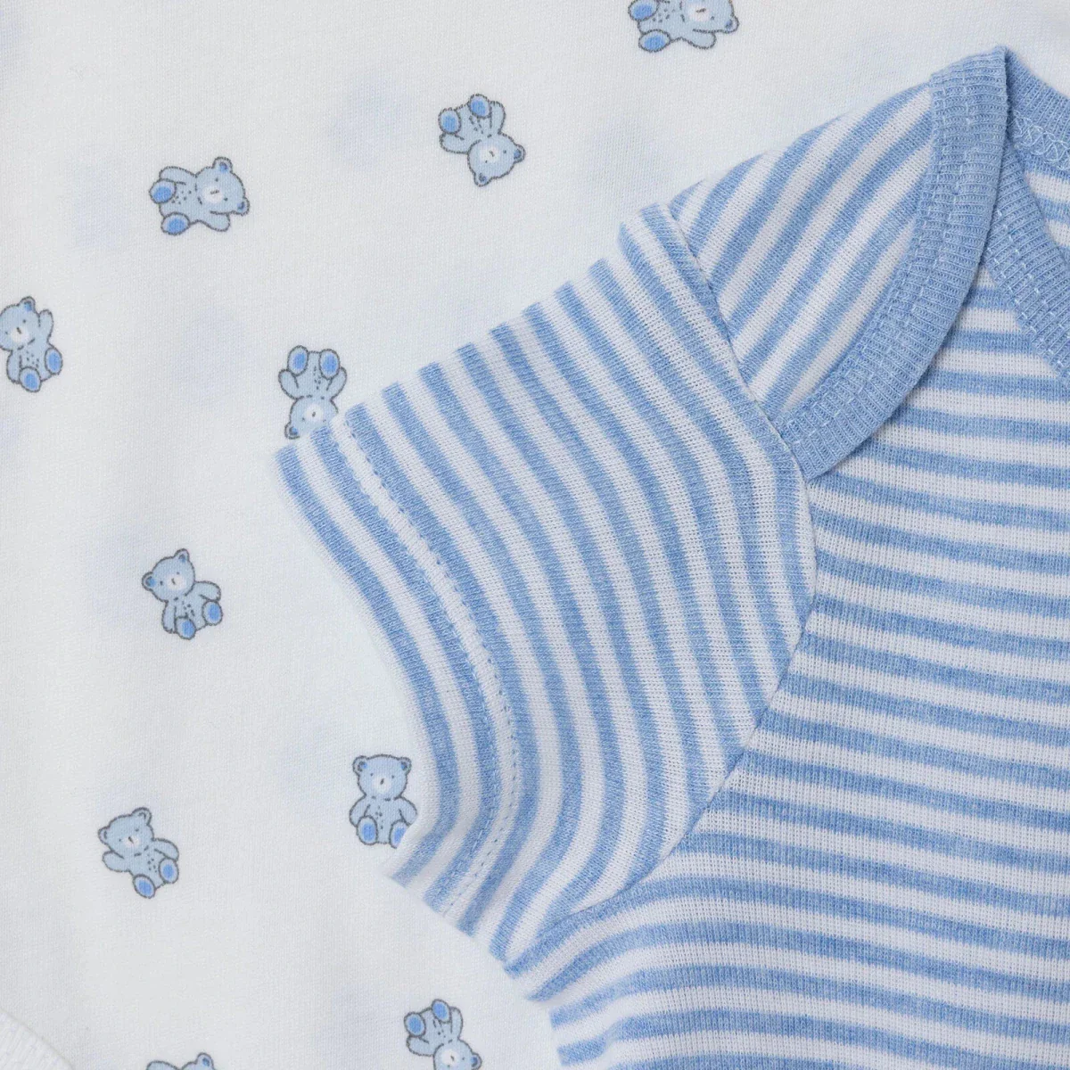 HelloBaby Boys 2-Pack Short Sleeve Bodysuits Striped with Poppers Envelope Neck Short Sleeve - Light Blue - Image 3