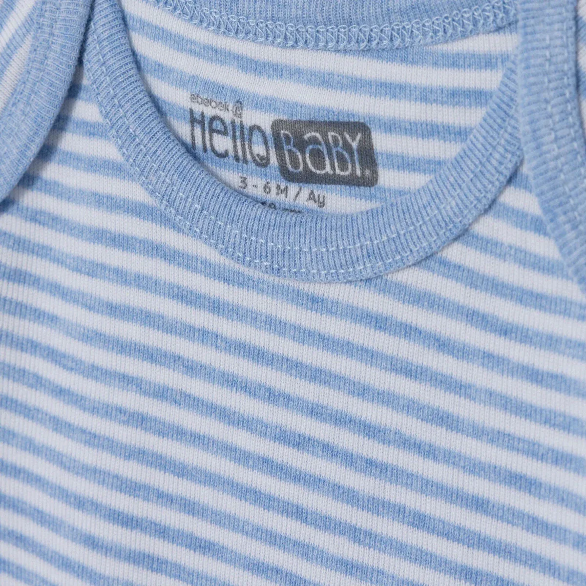 HelloBaby Boys 2-Pack Short Sleeve Bodysuits Striped with Poppers Envelope Neck Short Sleeve - Light Blue - Image 4