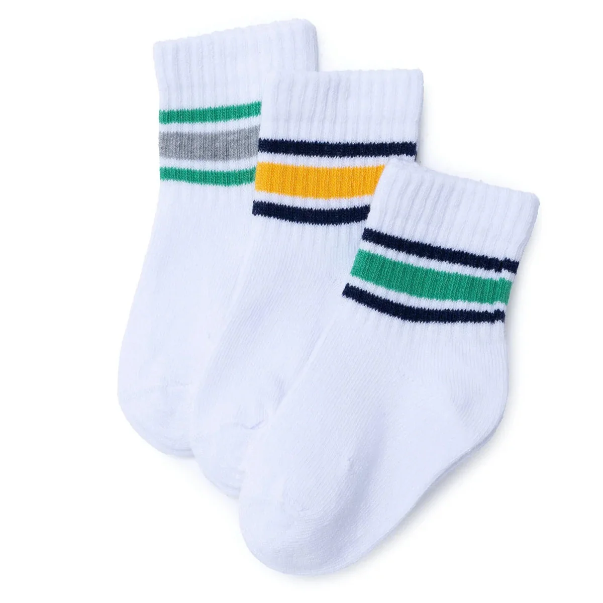 HelloBaby Boys 3-Pack Ankle Socks Striped - White - Image 6