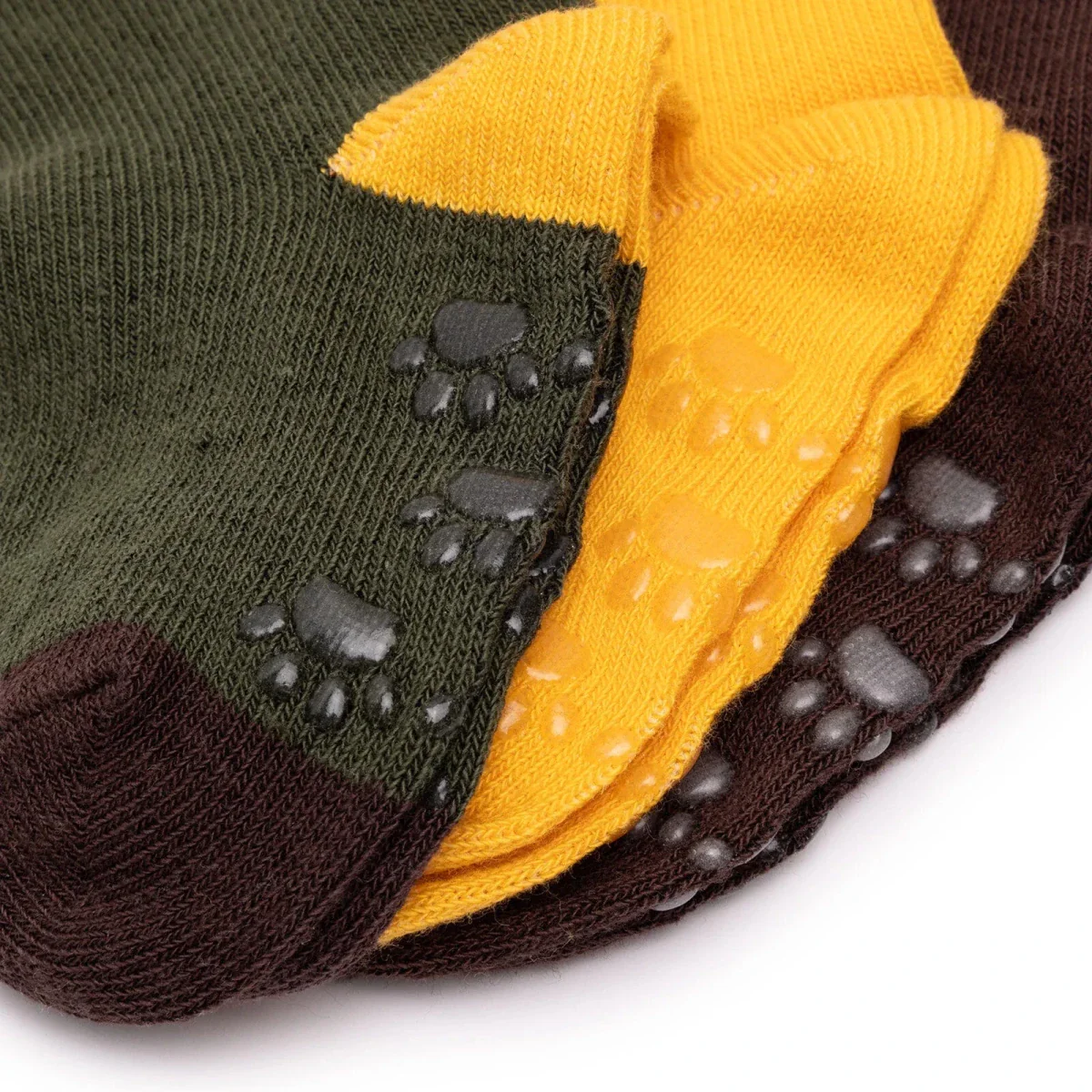 HelloBaby Boys 3-Pack Non-Slip Baby Socks - Khaki - Image 3