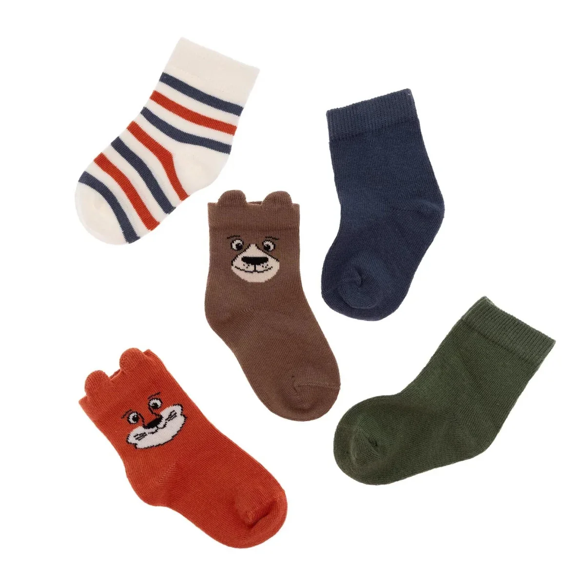 HelloBaby Boys 5-Pack Socks Animal - Brown - Image 3