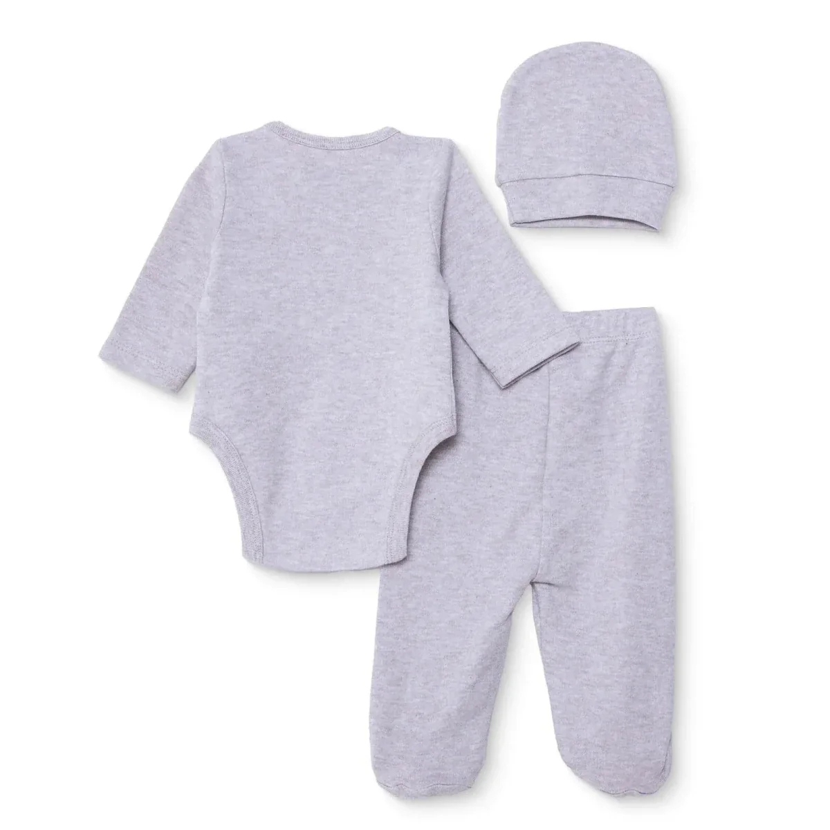 HelloBaby Boys Body-Footed Bottom-Hat Animal Envelope Neck Long Leg Long Sleeve - Beige Melange - Image 2