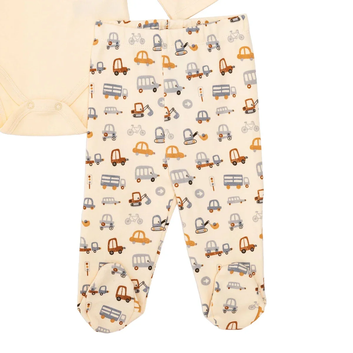 HelloBaby Boys Body-Footed Bottom-Hat Vehicles - Ecru - Image 3