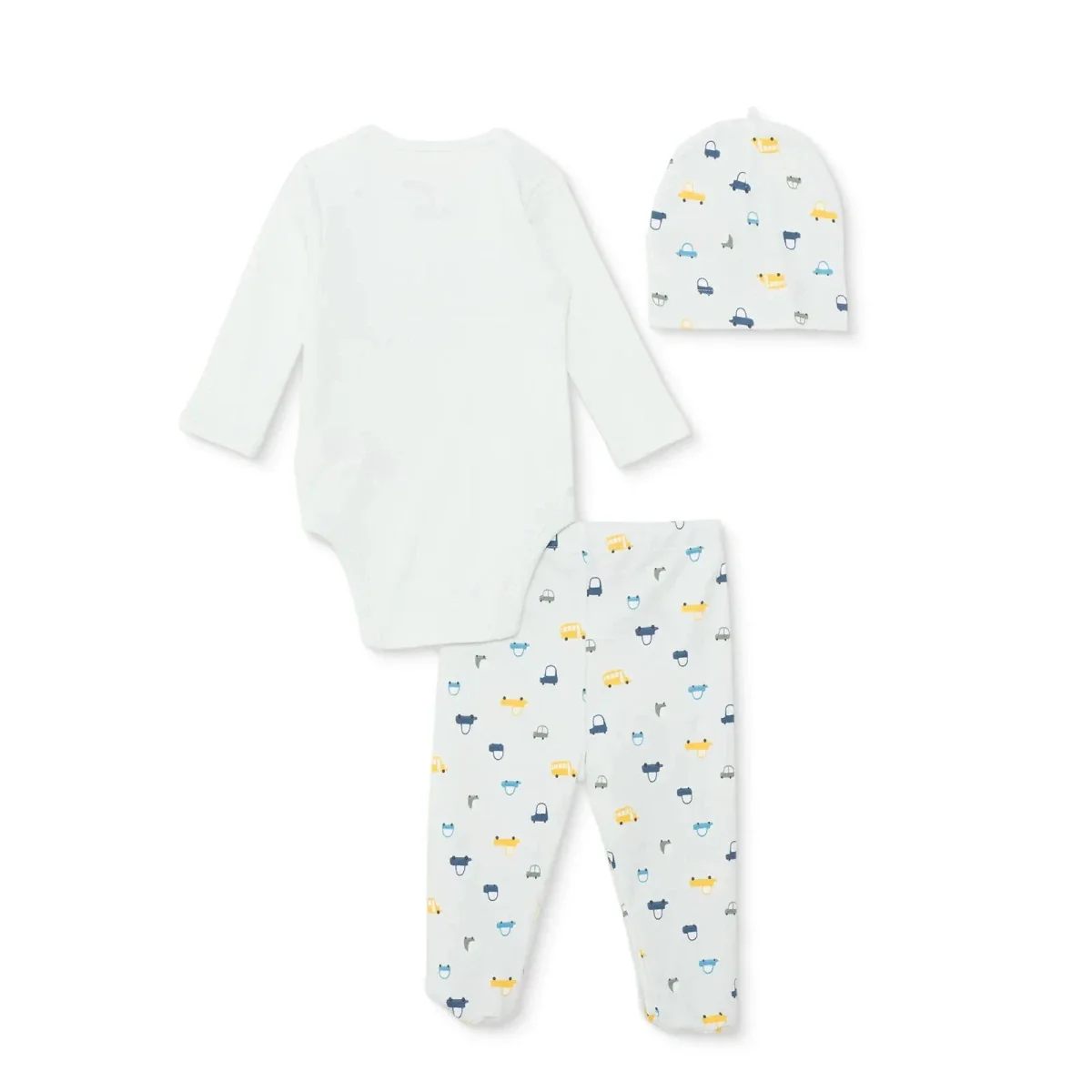 HelloBaby Boys Body-Footed Bottom-Hat Vehicles with Poppers Crew Neck Long Leg Long Sleeve - Light Blue - Image 2