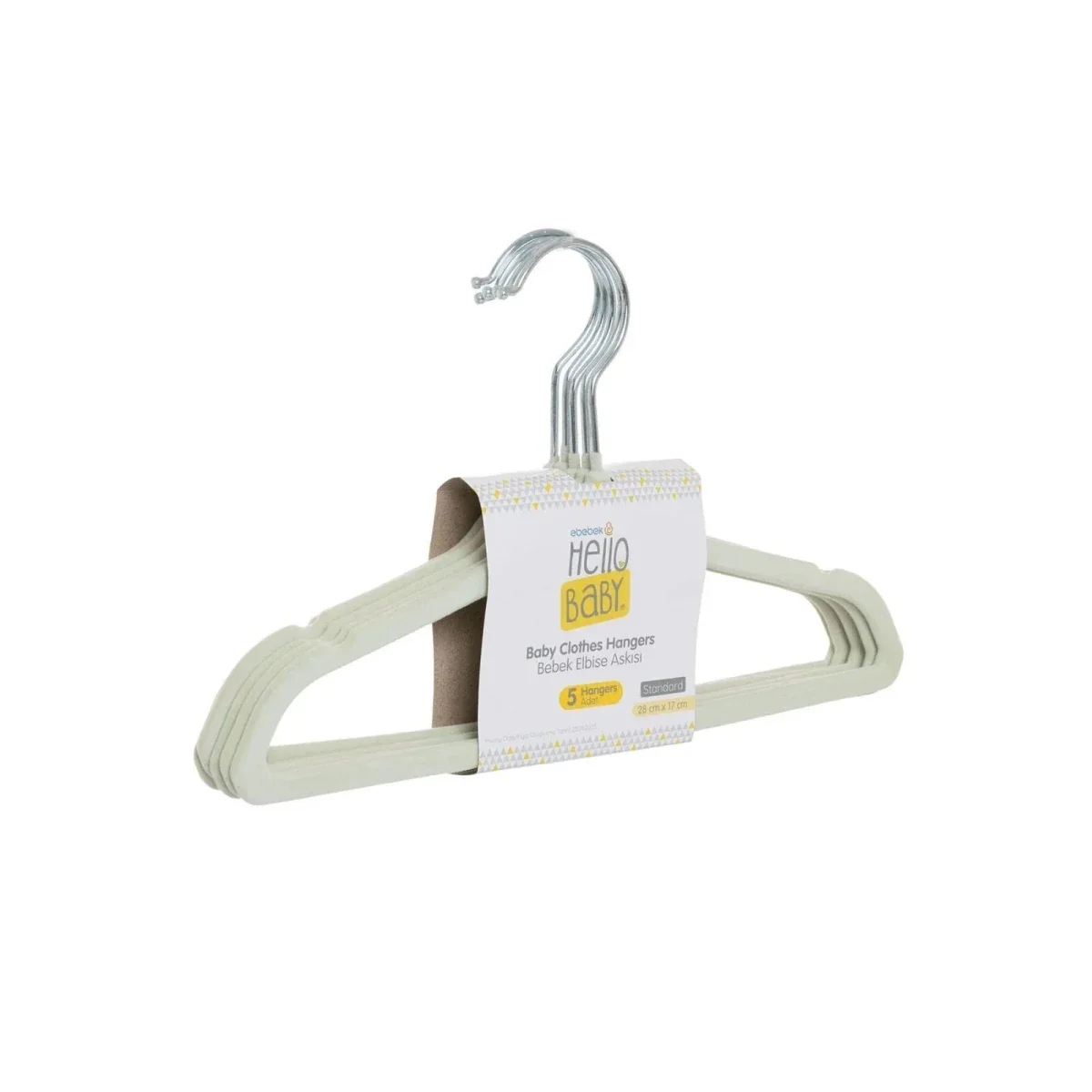 HelloBaby 5 Pack Velvet Baby Clothes Hangers - Sage Green - Image 4