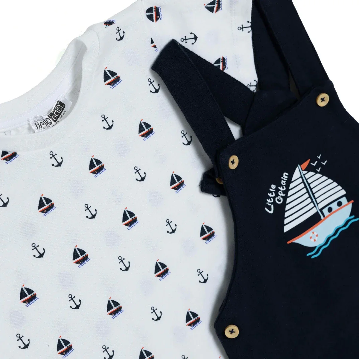 HelloBaby Boys Dungarees & T-shirt Set Nautical Print - Printed - Image 3