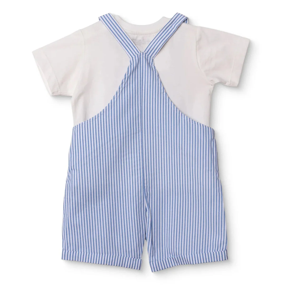 HelloBaby Boys Dungarees & T-shirt Nautical Print Buttoned Little Sailor Crew Neck Above the Knee Sh - Blue - Image 2