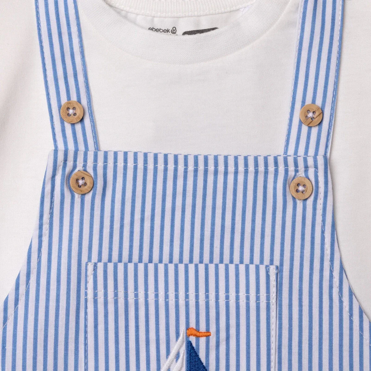 HelloBaby Boys Dungarees & T-shirt Nautical Print Buttoned Little Sailor Crew Neck Above the Knee Sh - Blue - Image 5