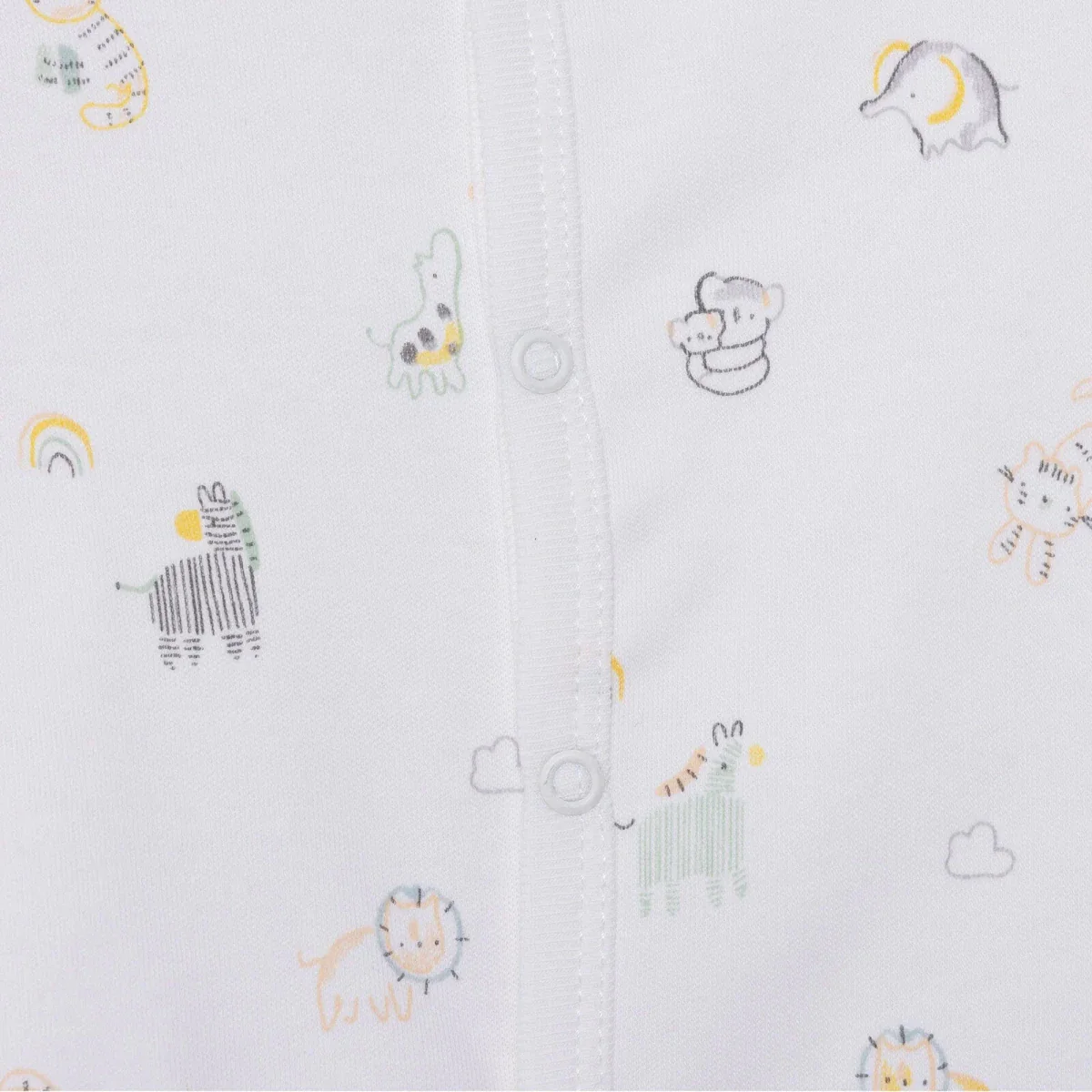 HelloBaby Boys Footed Romper Animal with Poppers Crew Neck Long Leg Long Sleeve - White Printed - Image 5