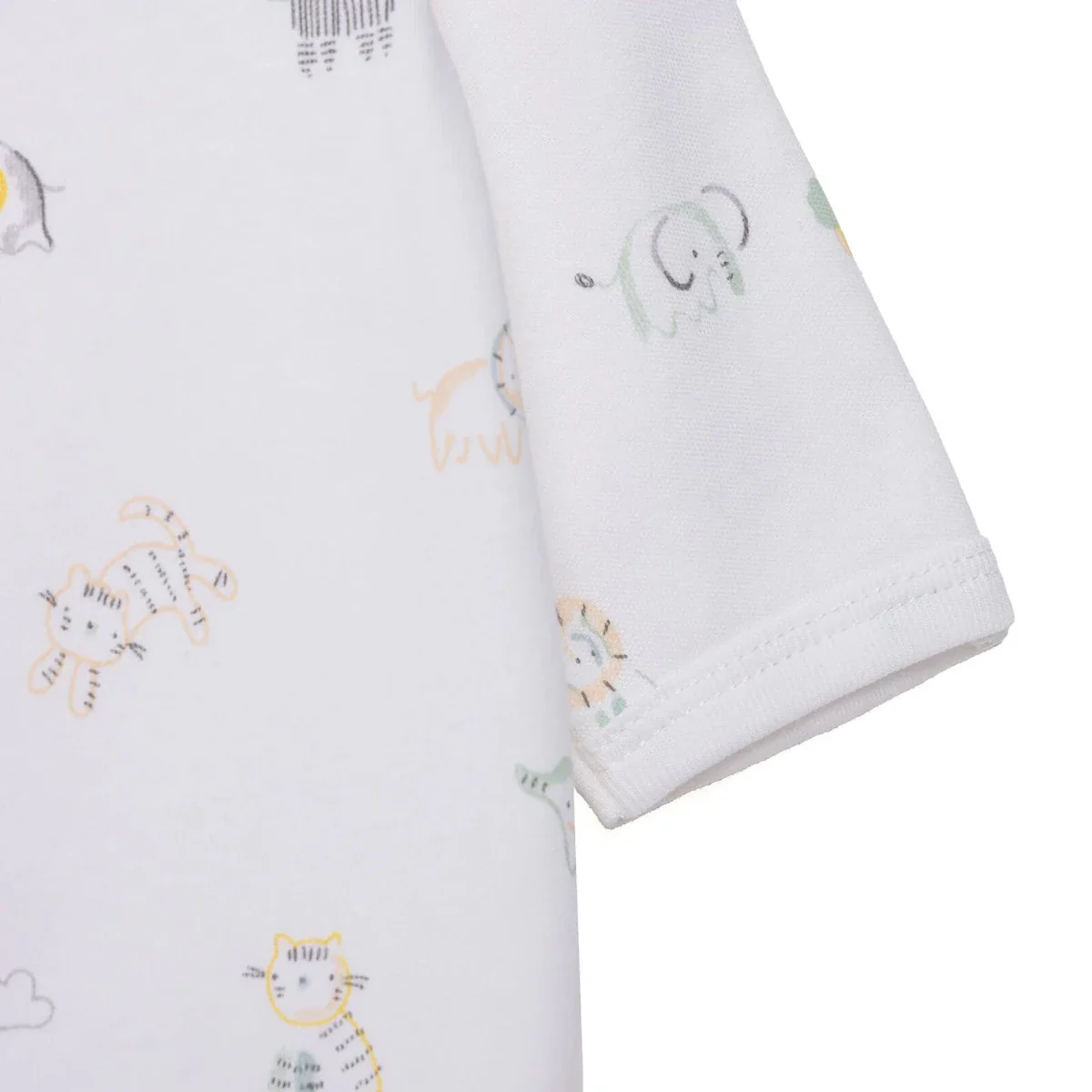 HelloBaby Boys Footed Romper Animal with Poppers Crew Neck Long Leg Long Sleeve - White Printed - Image 6