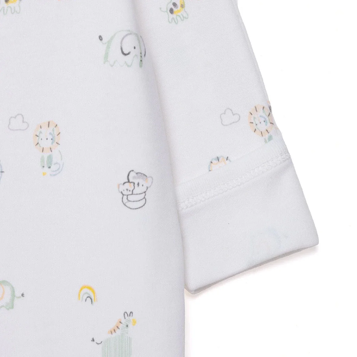HelloBaby Boys Footed Romper Animal with Poppers Crew Neck Long Leg Long Sleeve - White Printed - Image 7