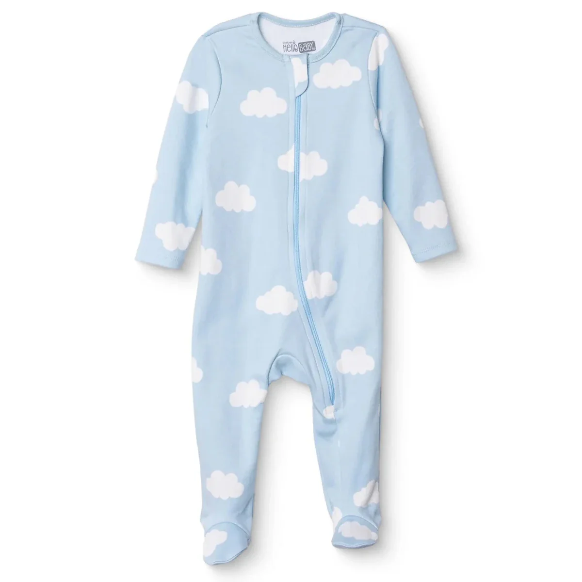 HelloBaby Boys Footed Romper Sky - Light Blue