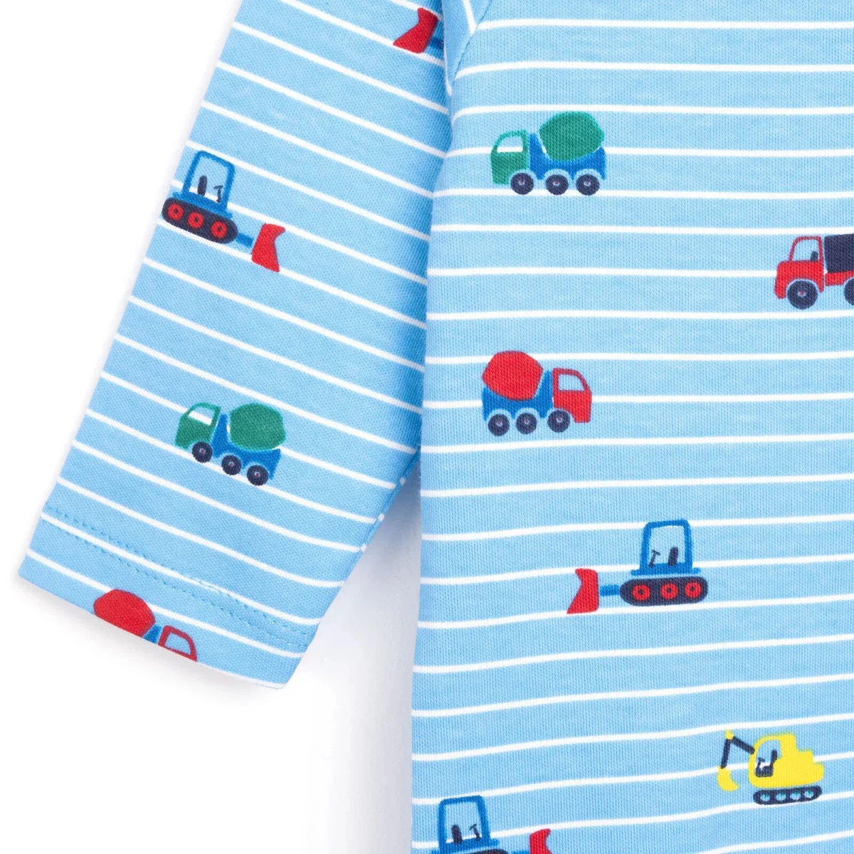 HelloBaby Boys Footed Romper Vehicles Zip-up Crew Neck Long Leg Long Sleeve - Blue - Image 4