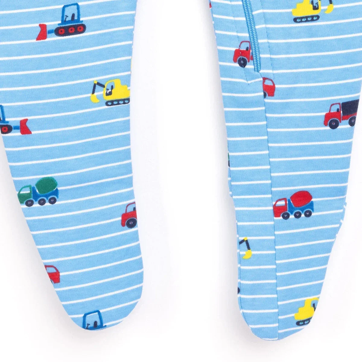 HelloBaby Boys Footed Romper Vehicles Zip-up Crew Neck Long Leg Long Sleeve - Blue - Image 5