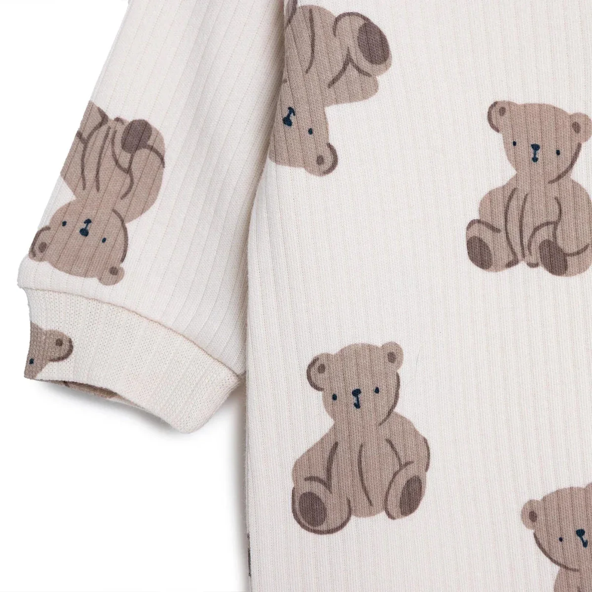 HelloBaby Boys Footed Sleepsuit Animal Print Zip Fastening Crew Neck Full Length Long Sleeve - Beige - Image 6