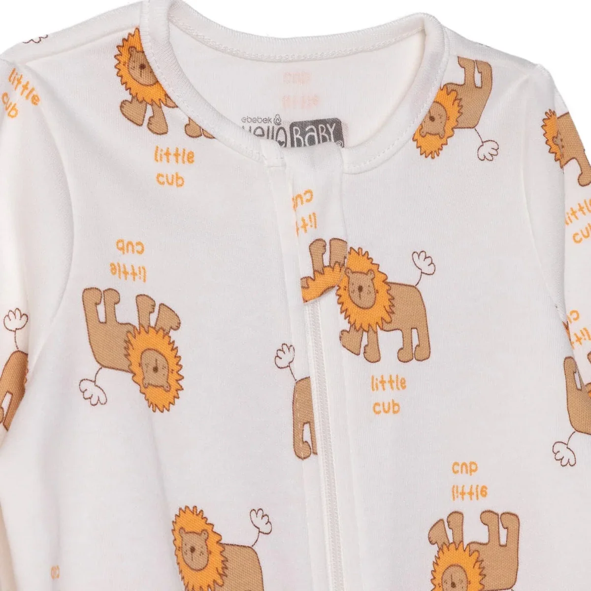 HelloBaby Boys Footed Sleepsuit Animal Print Zip Fastening Crew Neck Full Length Long Sleeve - Beige - Image 3