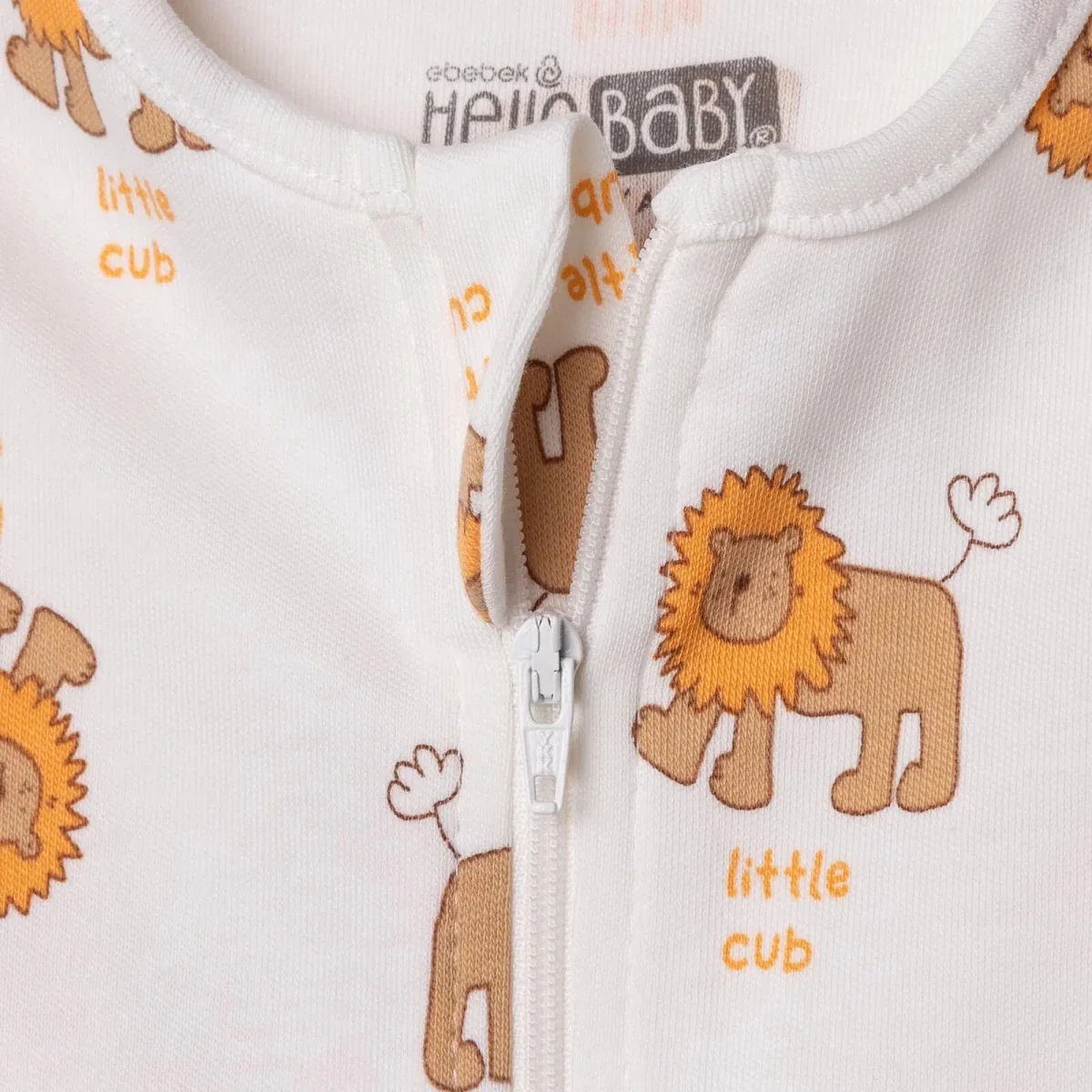 HelloBaby Boys Footed Sleepsuit Animal Print Zip Fastening Crew Neck Full Length Long Sleeve - Beige - Image 4