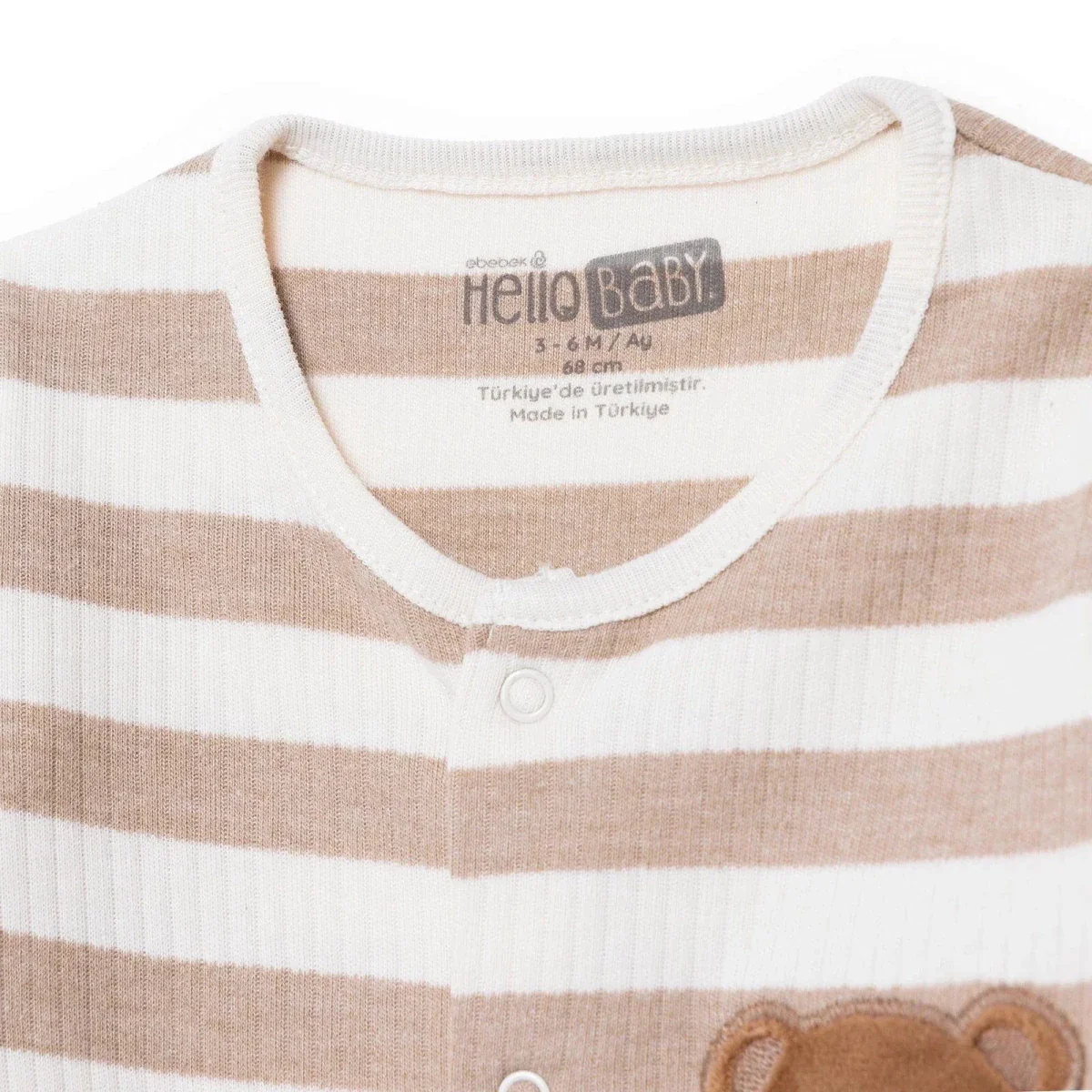 HelloBaby Boys Footed Sleepsuit Animal Print Zip Fastening Crew Neck Full Length Long Sleeve - Beige - Image 6