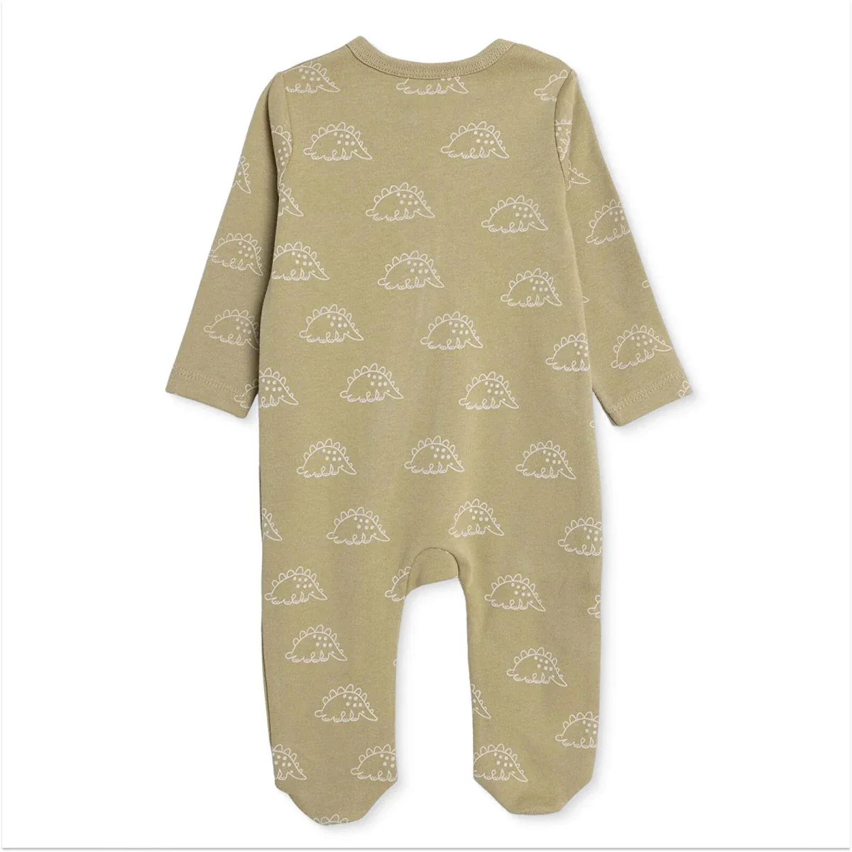 HelloBaby Boys Footed Sleepsuit Dinosaur Print Zip Fastening Crew Neck Full Length Long Sleeve - Green - Image 2