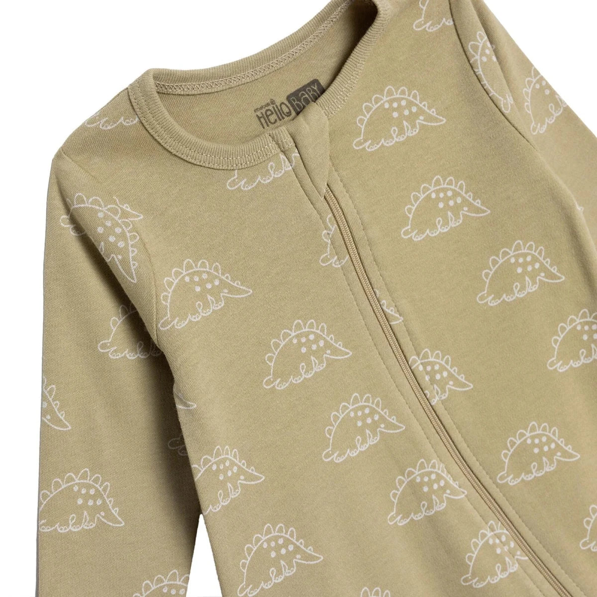HelloBaby Boys Footed Sleepsuit Dinosaur Print Zip Fastening Crew Neck Full Length Long Sleeve - Green - Image 3
