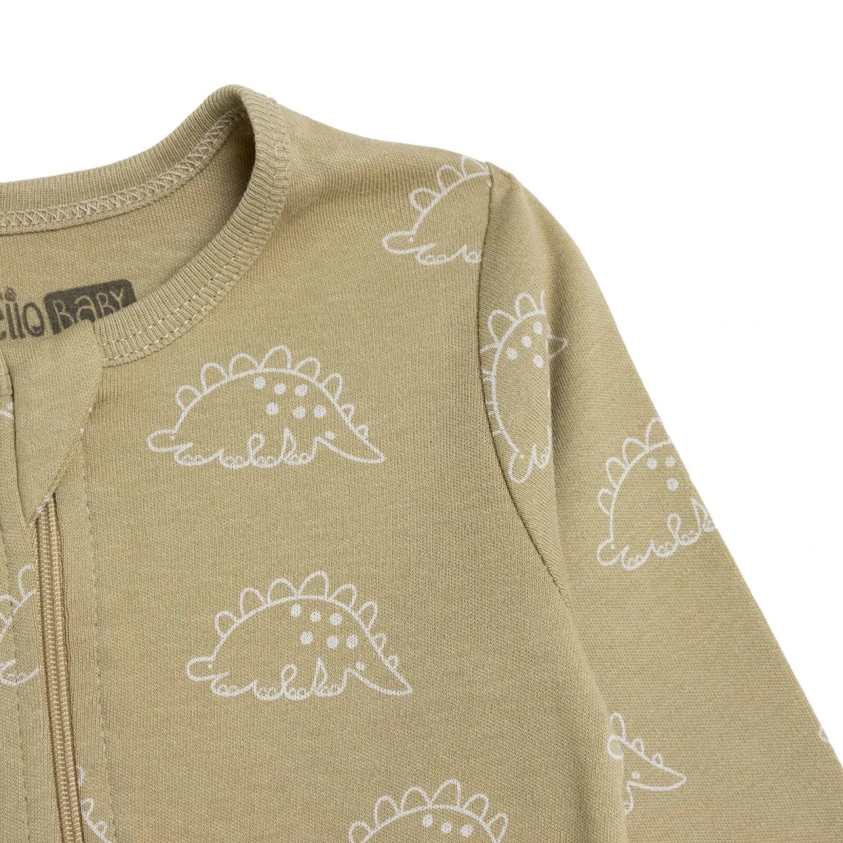 HelloBaby Boys Footed Sleepsuit Dinosaur Print Zip Fastening Crew Neck Full Length Long Sleeve - Green - Image 7