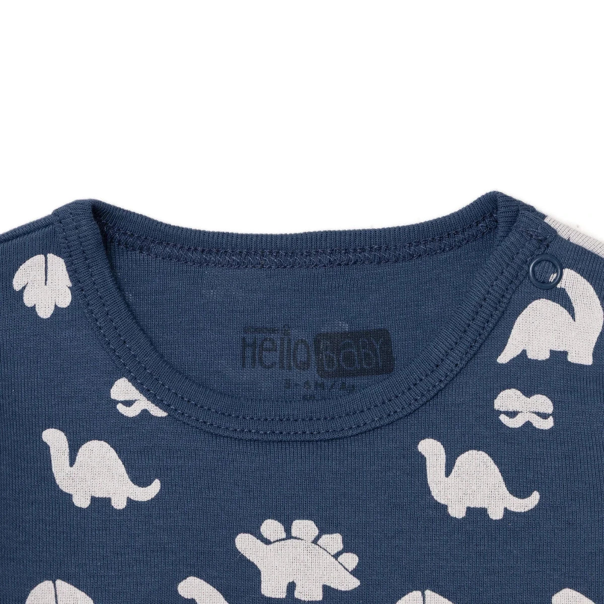 HelloBaby Boys Long Sleeve Bodysuit Dinosaur with Poppers Popper Neck Long Sleeve - Navy Blue - Image 3