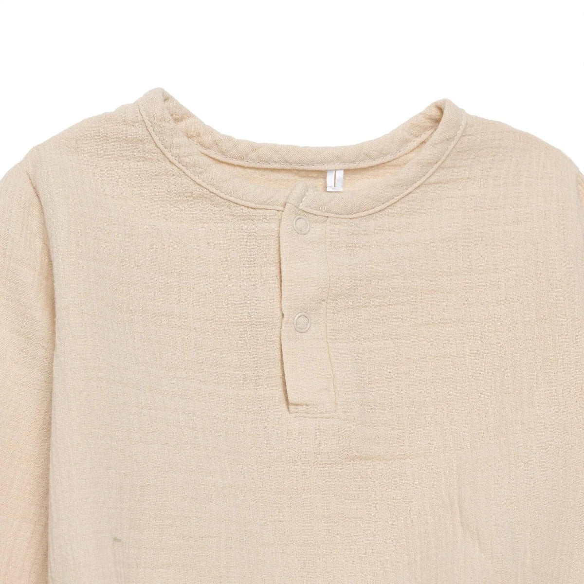 HelloBaby Boys Long Sleeve Bodysuit with Poppers Grandad Collar Long Sleeve - Beige - Image 3