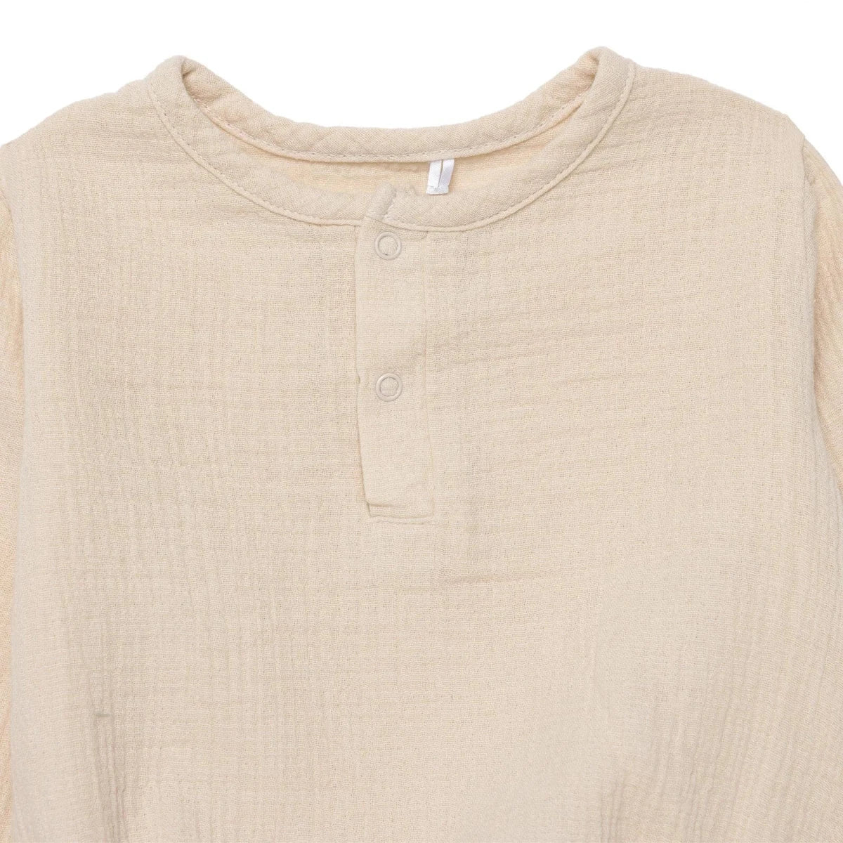 HelloBaby Boys Long Sleeve Bodysuit with Poppers Grandad Collar Long Sleeve - Beige - Image 5