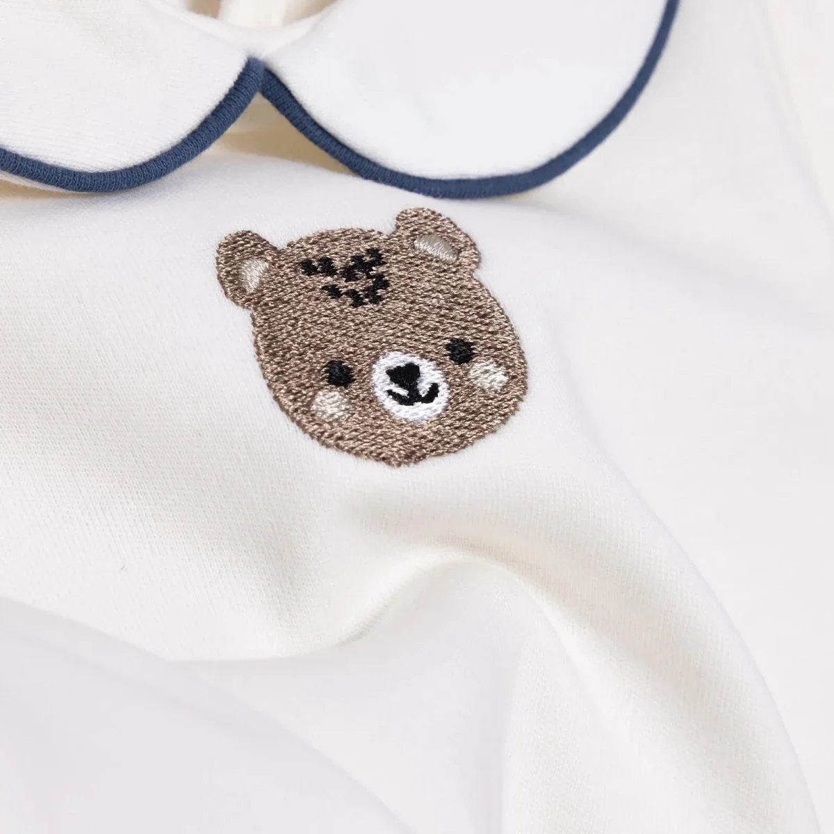 HelloBaby Boys Long Sleeve Bodysuit with Poppers Peter-Pan Collar Long Sleeve - Ecru - Image 7