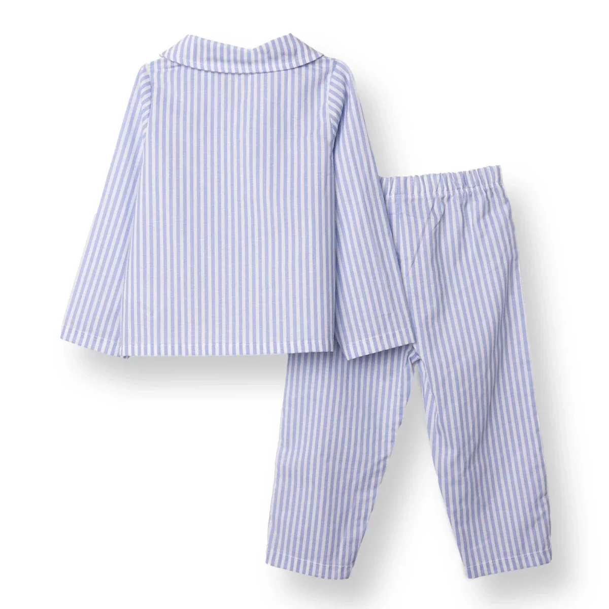 HelloBaby Boys Long Sleeve Pyjamas Set Striped with Buttons Peter-Pan Collar Long Leg Long Sleeve - Blue - Image 2