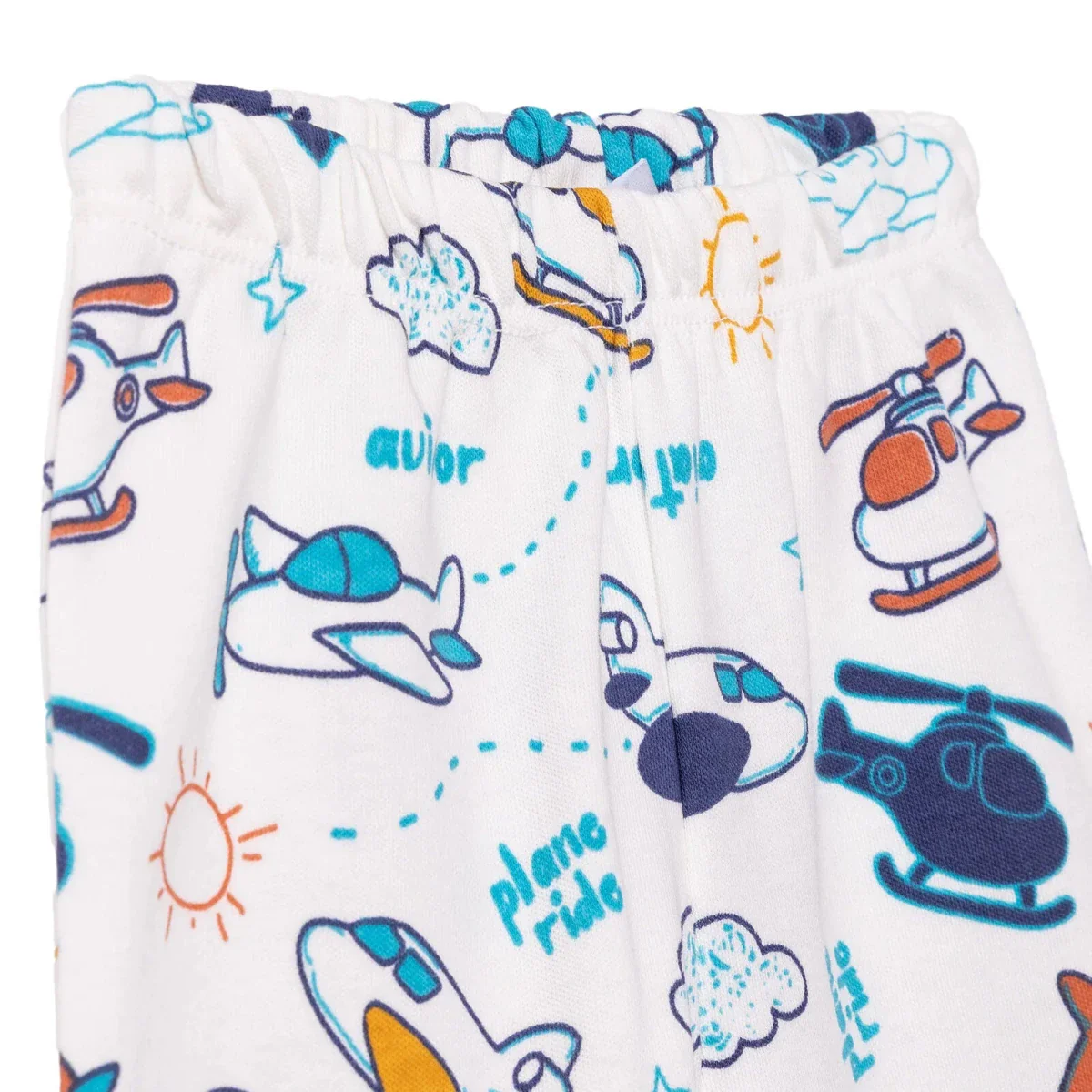HelloBaby Boys Long Sleeve Pyjamas Set with Buttons Peter-Pan Collar Long Leg Long Sleeve - Ecru - Image 5