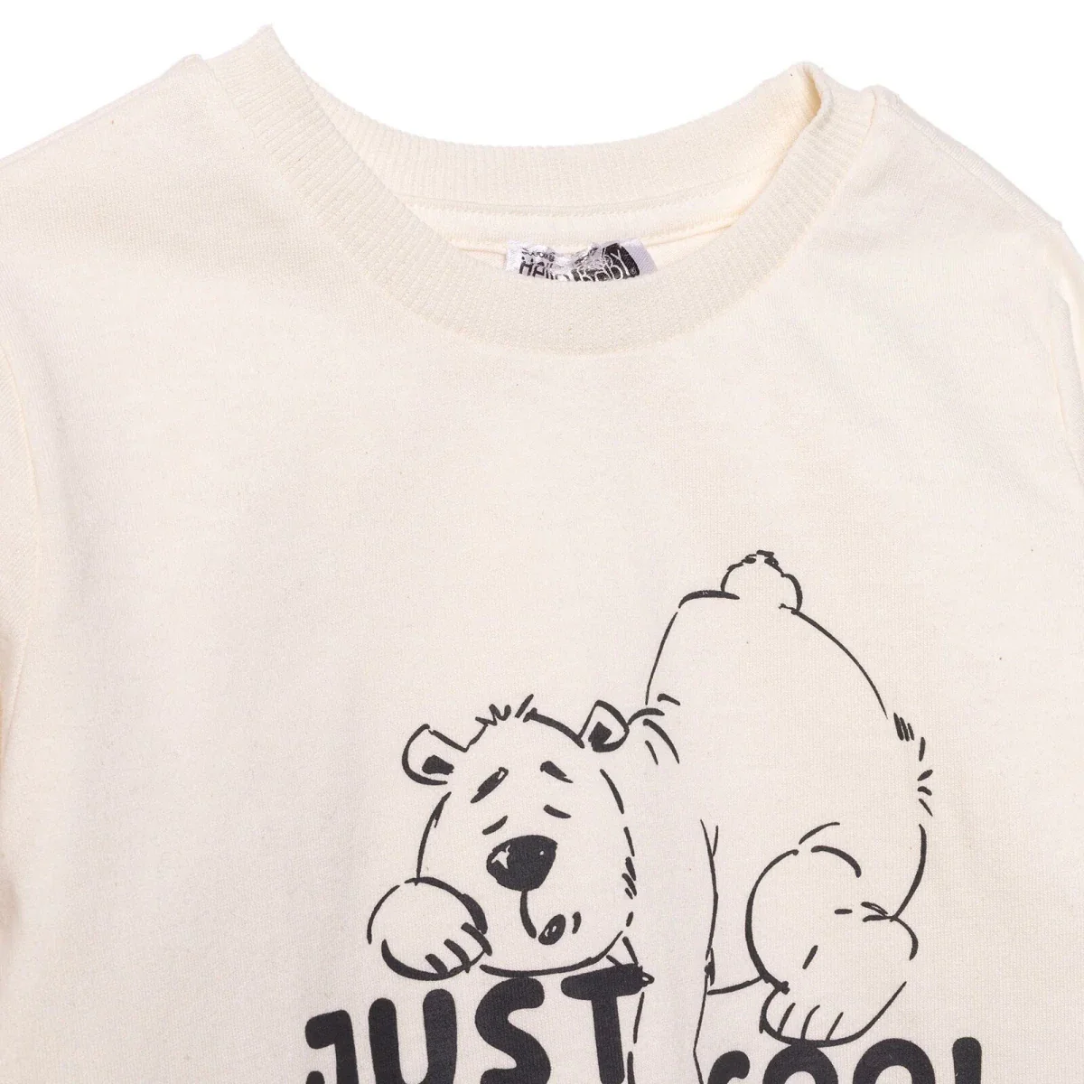 HelloBaby Boys Long Sleeve T-shirt Bear Print Cool Boy Crew Neck Long Sleeve - Ecru - Image 3