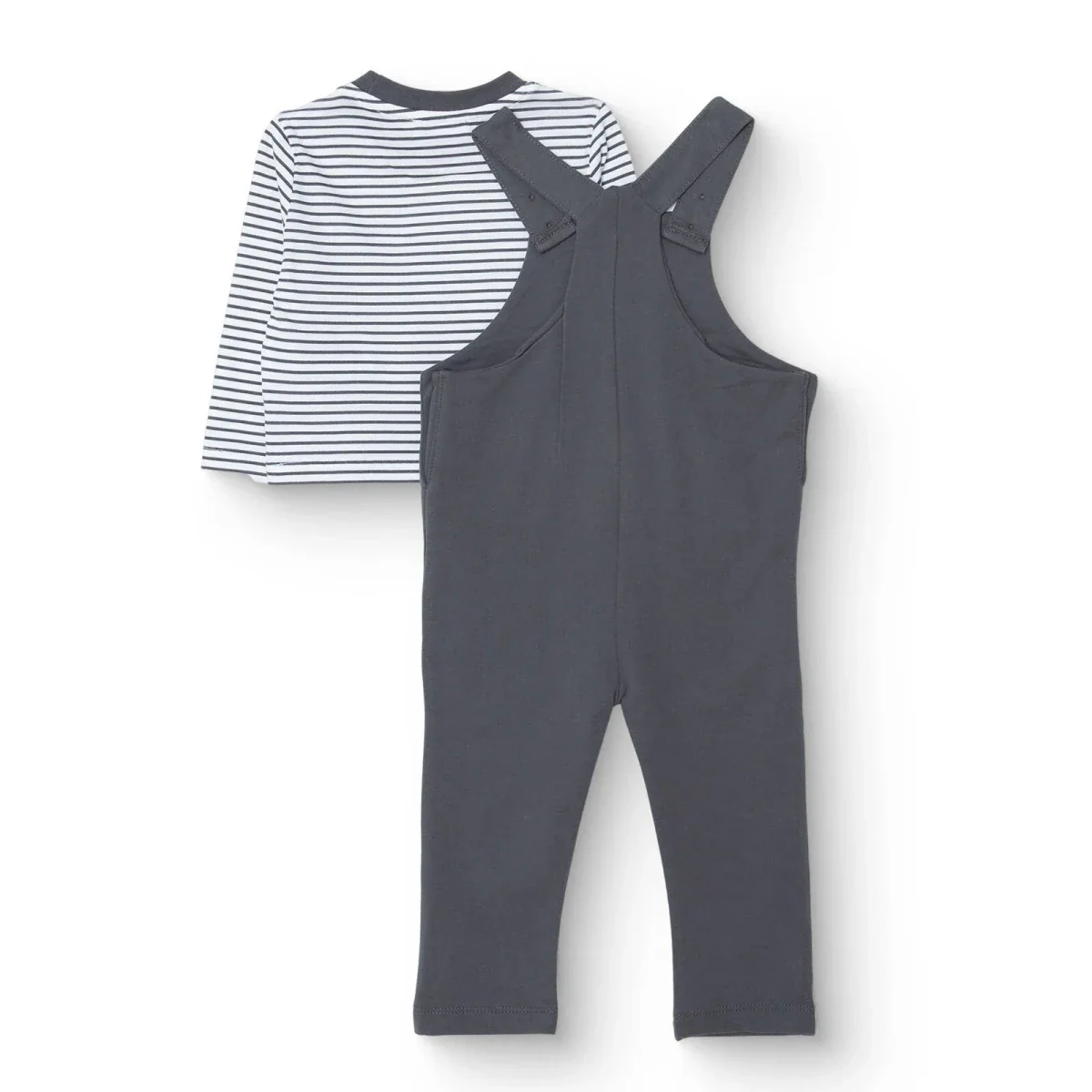HelloBaby Boys Overalls-T-shirt Cool Boy Crew Neck Long Leg Long Sleeve - Dark Grey - Image 2