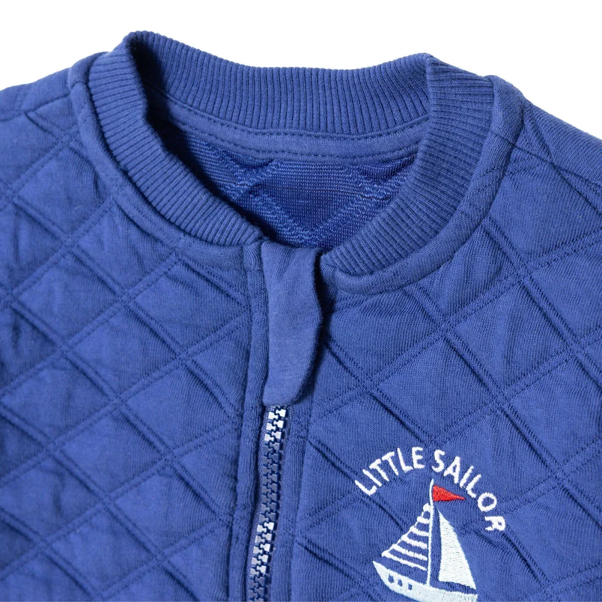 HelloBaby Boys Quilted Cardigan Nautical Print Zip Fastening Little Sailor Crew Neck Long Sleeve - Navy Blue - Image 3